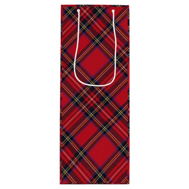 Bolsa Para Vino Tartán de Stewart rojo (Anverso)