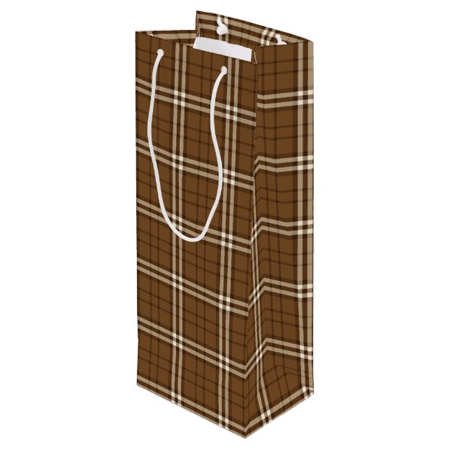 Bolsa Para Vino Tartán marrón (Angulo reverso)