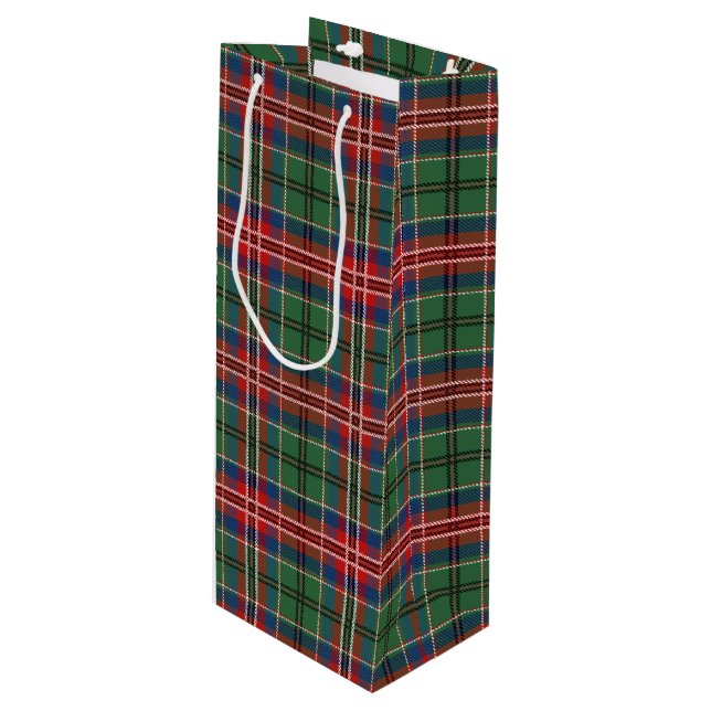 Bolsa Para Vino Tartán Navidades Clan MacCulloch Green Check Plaid (Angulo Anverso)