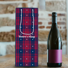 Bolsa Para Vino Tartan - Patriótico - Rojo Azul Blanco Estrellas