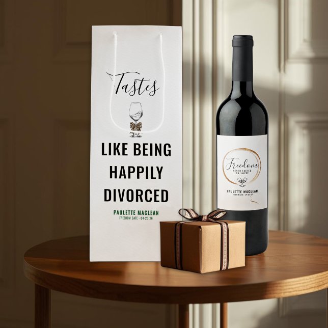 Bolsa Para Vino Tastes Like Being Happily Divorced Wine Gift Bag (Divorce Theme Wine Bottle Gift Bag)