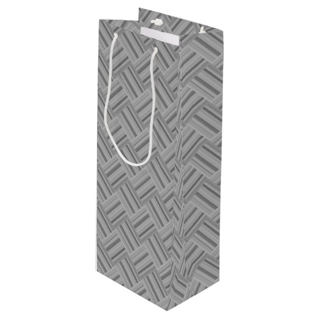Bolsa Para Vino Tejido diagonal de rayas grises (Angulo Anverso)