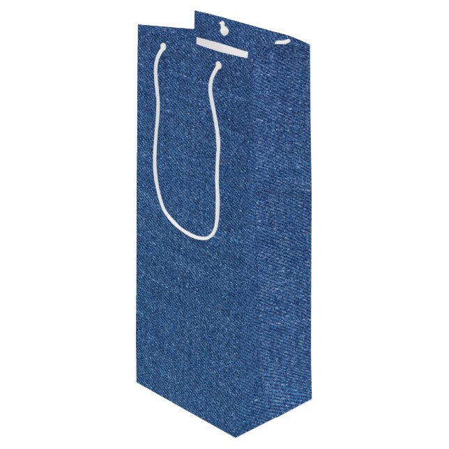 Bolsa Para Vino Tejido textil original azul moda jean denim (Angulo Anverso)