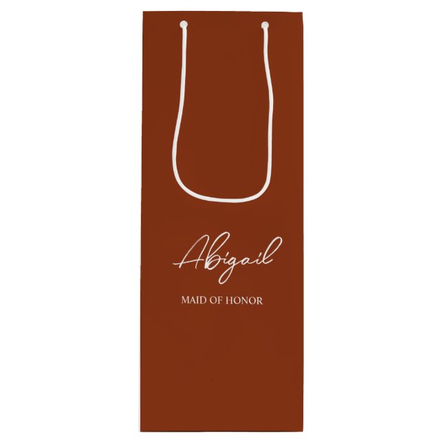Bolsa Para Vino Terracotta Fall Personalizado Nombre Wedding Party (Anverso)