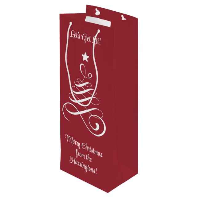 Bolsa Para Vino Texto de Personalizado de árbol de Navidad (Angulo reverso)
