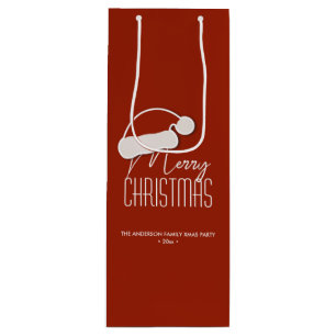 Bolsa Para Vino Tipografía minimalista moderna Feliz Navidad