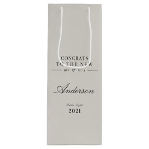 Bolsa Para Vino Tipografía moderna y elegante Sr. y Sra. boda