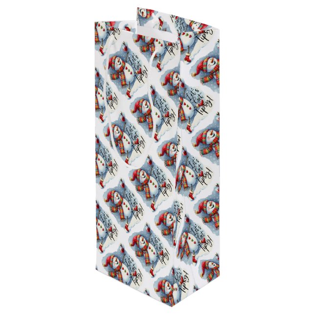 Bolsa Para Vino Tomemos a Tipsy Snowman bebiendo vino (Angulo reverso)