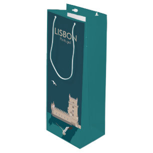 Bolsa Para Vino Torre de Lisboa de Belem al estilo de un afiche vi