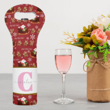 Tote de vino Navidad personalizado - Santa y reno