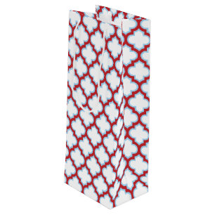 Bolsa Para Vino Trellis blanca y roja, Entramado, Quatrefoil