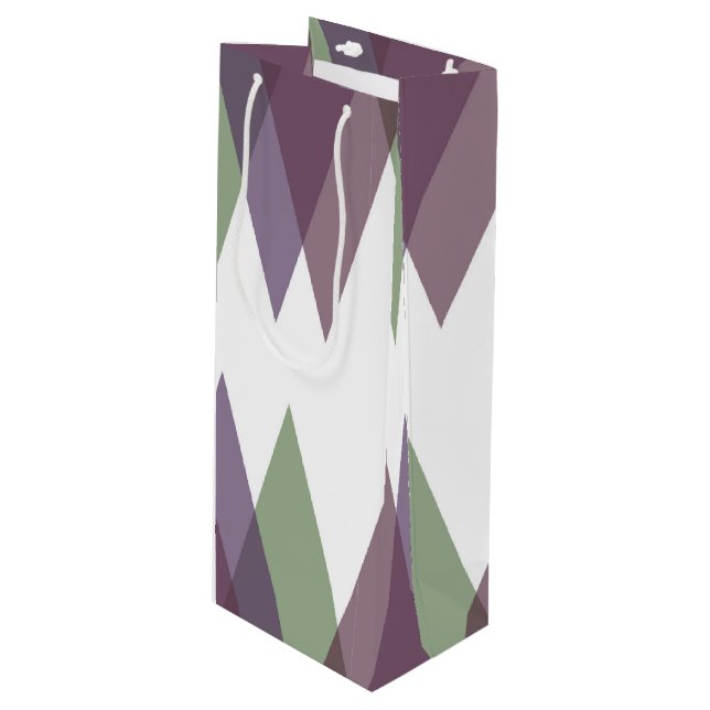Bolsa Para Vino Triángulos malvas y verdes (Angulo Anverso)
