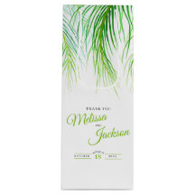 Tropical palm wedding thanks lush green and white