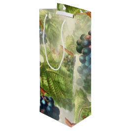 Bolsa Para Vino Uvas púrpuras vintage y hojas verdes
