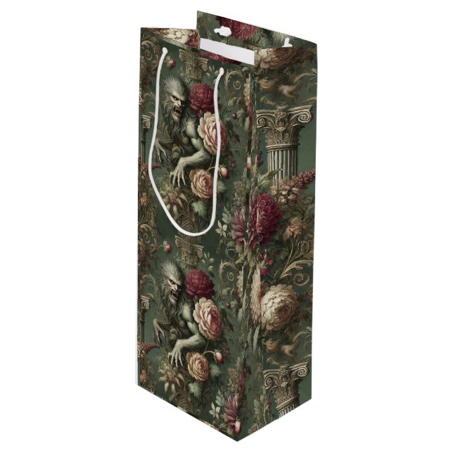 Bolsa Para Vino Verdant licántropo - Diseño floral gótico (Angulo Anverso)