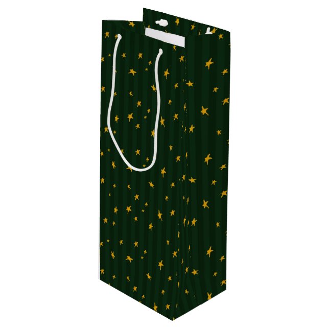Bolsa Para Vino Verde Amarillo Estrella Raya Navidad (Angulo Anverso)