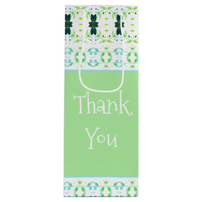 Bolsa Para Vino Verde claro con patrones de Bonito (Anverso)