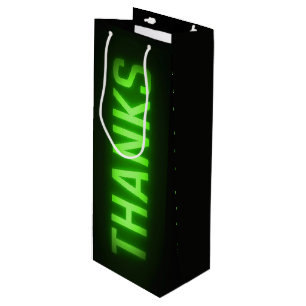 Bolsa Para Vino Verde Neón Brillante Gracias Rótulo En Negro