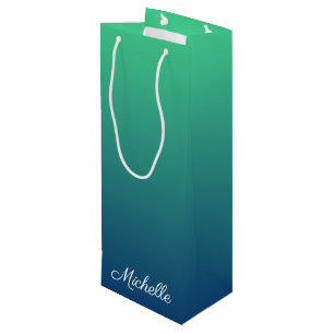 Bolsa Para Vino Verde y azul personalizados sombríos