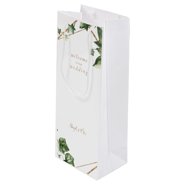 Bolsa Para Vino Verdor geométrico Bienvenido a nuestro Personaliza (Angulo Anverso)