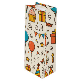 Bolsa Para Vino Vibrant Birthday Party Seamless Pattern