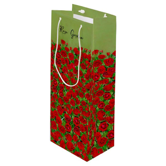 Bolsa Para Vino Vibrant Red Rose Garden Floral Pattern (Angulo Anverso)