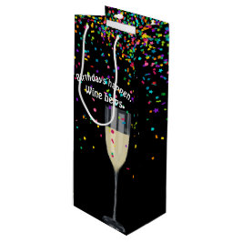 Bolsa Para Vino vino blanco con confeti de cumpleaños