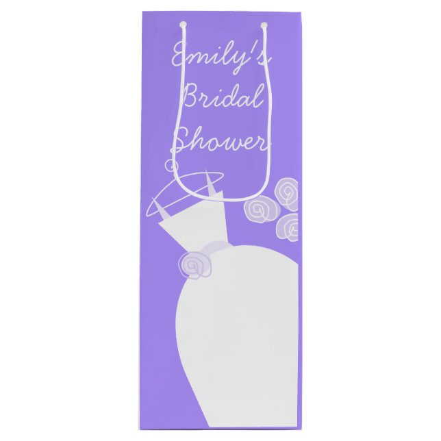 Bolsa Para Vino Vino boda Gown Purple Bridal Shower (Anverso)