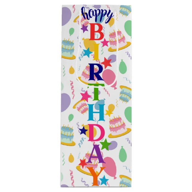Bolsa Para Vino Vino de Cumpleaños Feliz (Anverso)