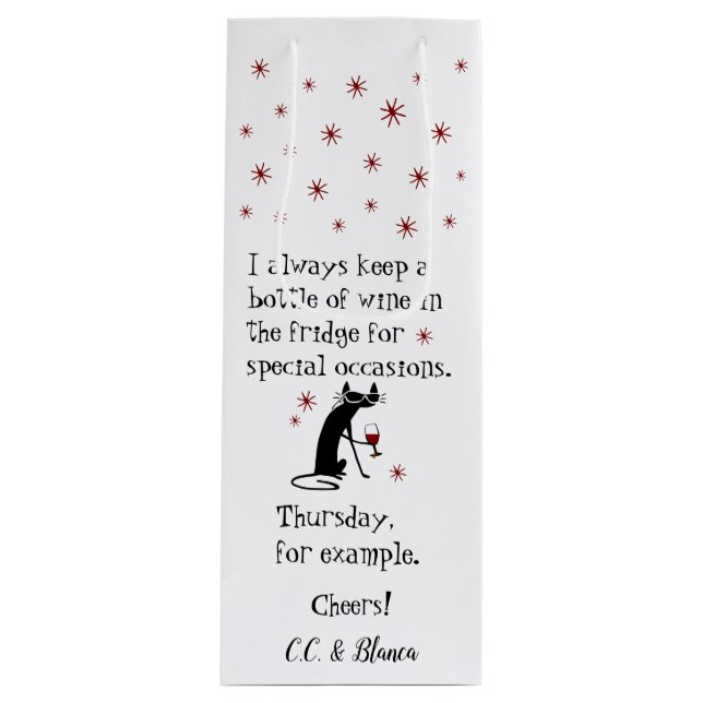 Bolsa Para Vino Vino para ocasiones especiales Gato gracioso (Anverso)