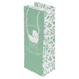 Bolsa Para Vino Vintage Carriage Baby Shower Green Gender Neutral