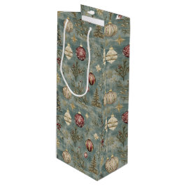 Bolsa Para Vino Vintage Christmas Ornaments on Blue