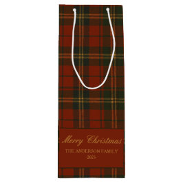 Bolsa Para Vino Vintage Christmas Party Plaid Classic Timeless