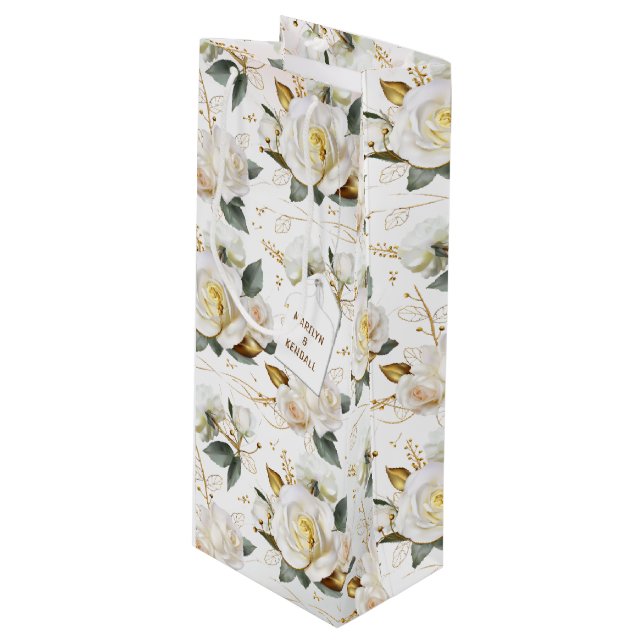 Bolsa Para Vino White Rose Gold Wedding (Angulo Anverso)