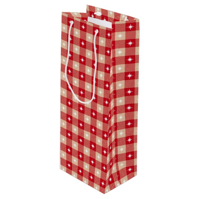 Bolsa Para Vino White Star Gingham Country Holiday (Angulo Anverso)