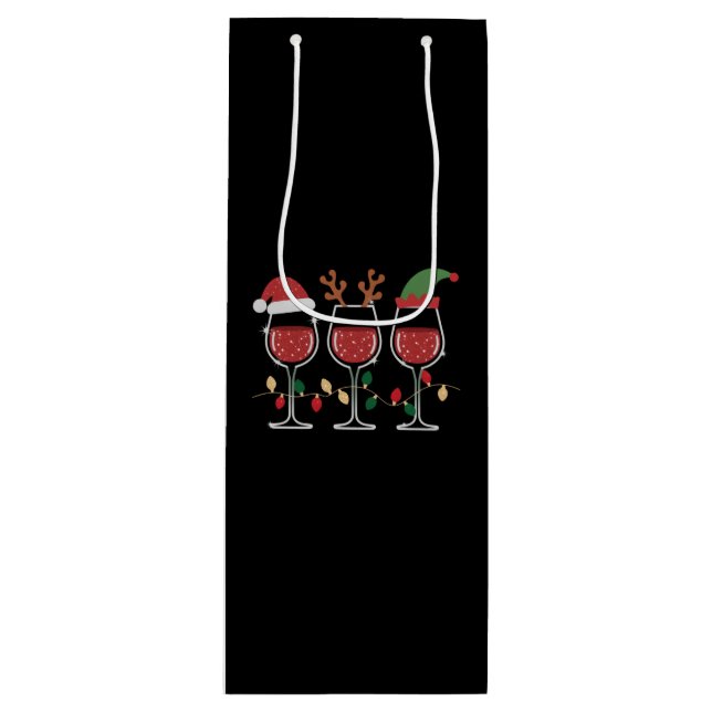 Bolsa Para Vino Wine Glass Christmas Lights Xmas Holiday Drinking (Anverso)