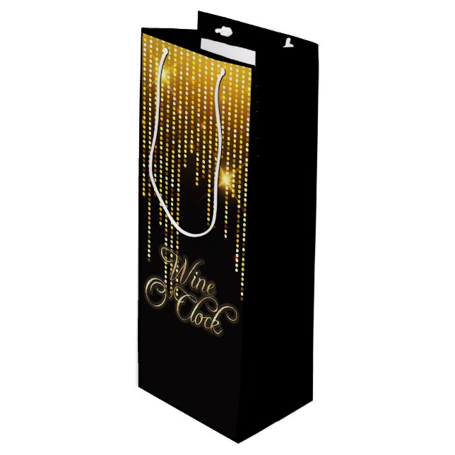 Bolsa Para Vino Wine O'Clock Gold Glitz (Angulo Anverso)