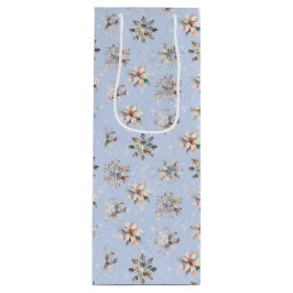 Bolsa Para Vino Winter Snowflakes and Sparkles Gift Bag