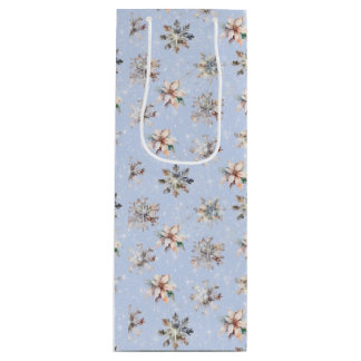 Bolsa Para Vino Winter Snowflakes and Sparkles Gift Bag