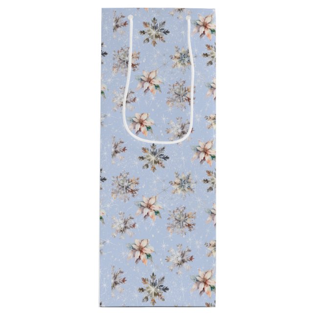 Bolsa Para Vino Winter Snowflakes and Sparkles Gift Bag (Anverso)