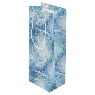 Bolsa Para Vino Winter Wonderland Patrón de heladas azules