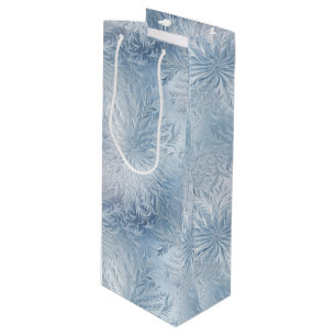 Bolsa Para Vino Winter Wonderland Patrón de heladas azules