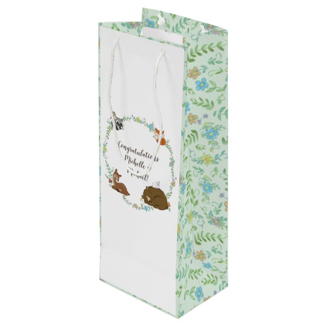 Bolsa Para Vino Woodland Animal Baby Shower (Angulo reverso)