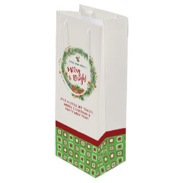 Bolsa Para Vino Wreath de Navidades merry y brillantes