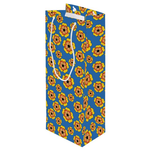 Bolsa Para Vino Yellow Orange Flowers Pattern (Angulo reverso)