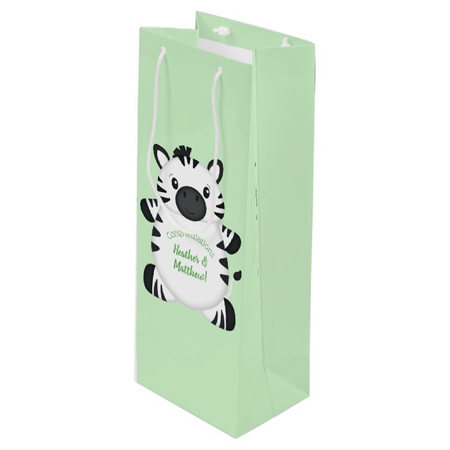 Bolsa Para Vino Zebra Baby Shower (Angulo Anverso)
