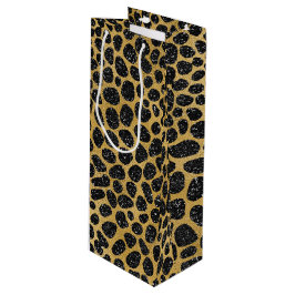 BOLSA PARA VINO ZONAS DE LEOPARDO NEGRO Y ORO
