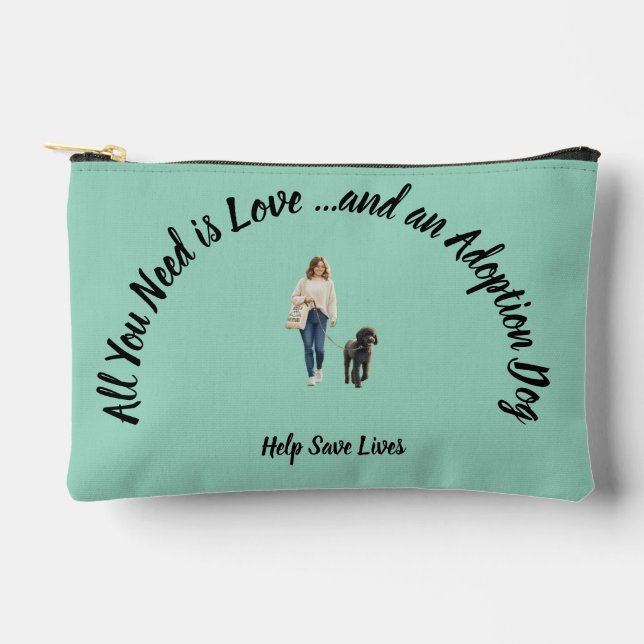 Bolsa pequeña con cremallera tema perro adoptado (Anverso)