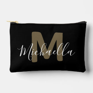 Bolsa pequeña de accesorios con monograma en negro