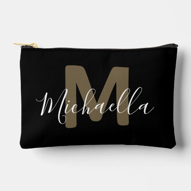 Bolsa pequeña de accesorios con monograma en negro (Anverso)
